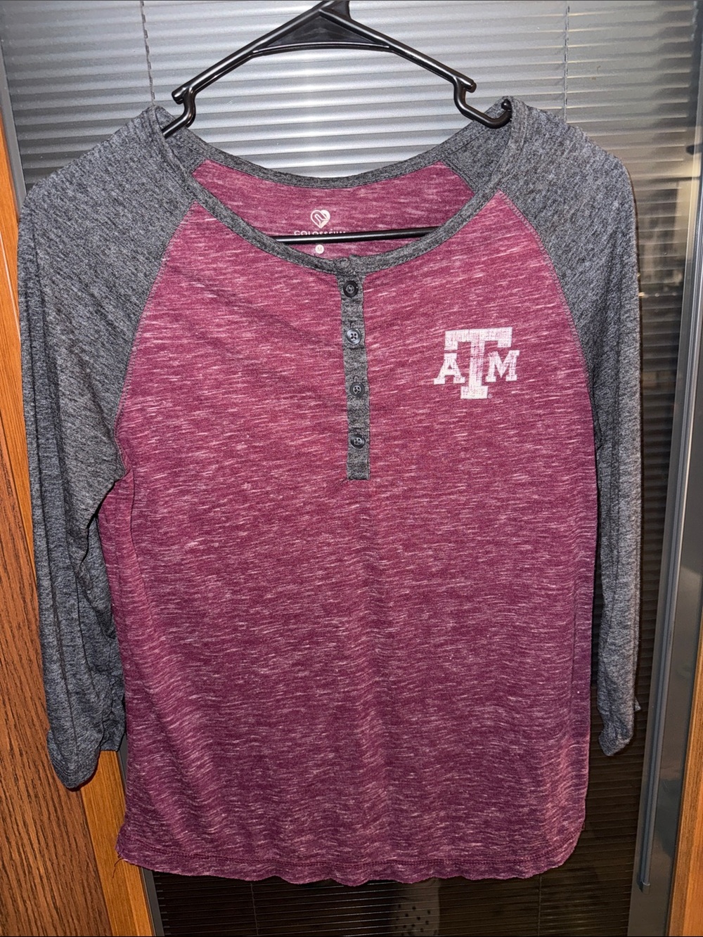 Colosseum Maroon Graphic Logo Henley Tee
